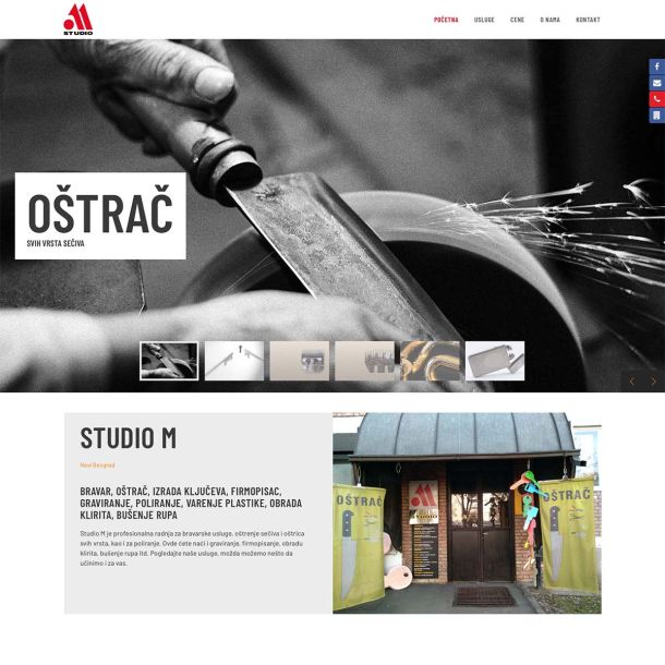 Website für Studio M, Schlosser aus Belgrad, Serbien